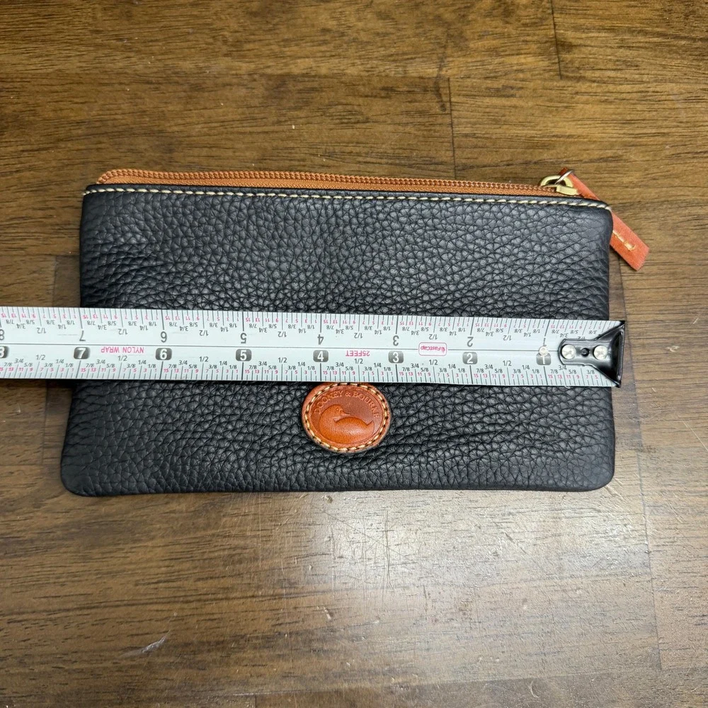 Dooney & Bourke Pebbled Coin Pouch Women Small Black Leather ID Window Zippered